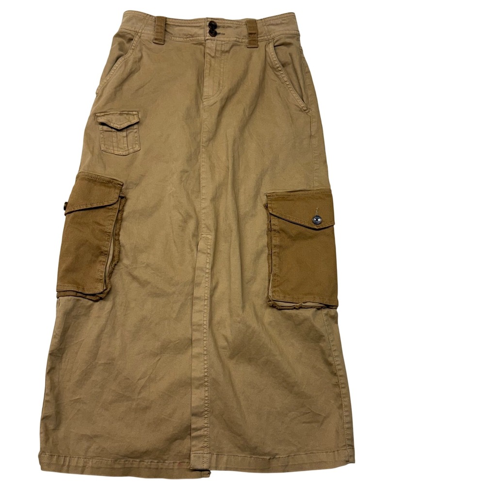 SO Women Tan Khaki Cargo Maxi Skirt Utility Gorpcore Long Skirt Size Medium